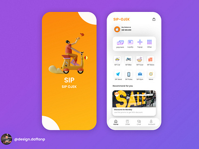 SIP-OJEK Mobile UI animation app branding design icon illustration logo typography ui vector web