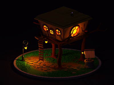 Tree house 3d 3d art design flat illustration photoshop