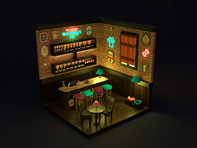 VectorDoggy's Pub 3d 3d illustration bar design dog graphic design illustration pub