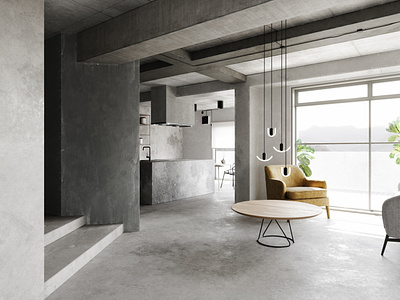 Interior rendering - Concrete.