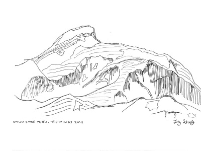 Wind River Peak, Wyoming black and white handdrawn illustration illustrations landscape art sketch