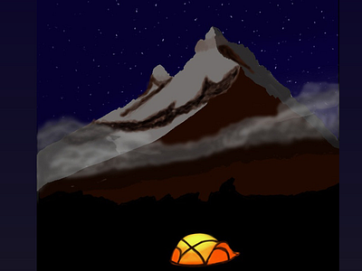 Camping dribbble photoshop drawing
