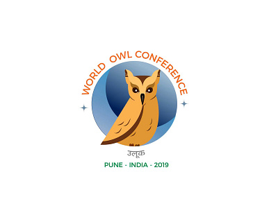 World Owl Conference illustration logo o logo owl pune vector