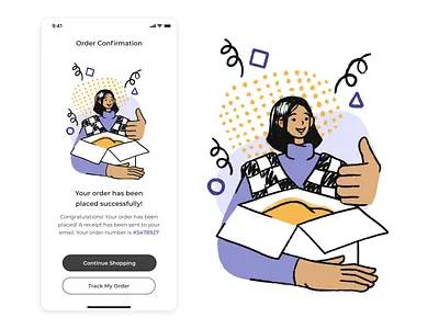 Order Confirmation checkout checkoutflow confirmation design digitalillustration illustration mobile orderconfirmation productdesign ui ux