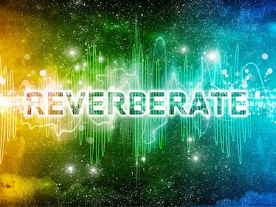 Reverberate // High School Series Branding blue green particles sound type blender waveform yellow