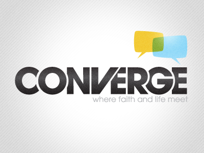 Converge Branding // Young Adult Ministries avant garde blue green grey logo yellow