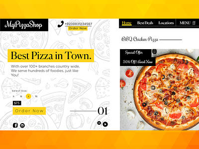 Pizza Site Modern Header in Adobe xd branding freelance header landing page pizza ui ui ux uidesign webdesign