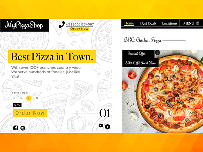 Pizza Site Modern Header in Adobe xd