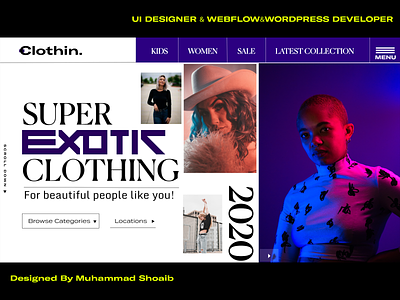 Exotic Clothing Modern Header branding design ecommerce ecommerce design freelance header ui ui ux uidesign webdesign