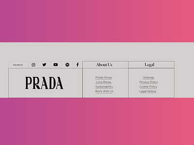 Prada Landing page footer Section New Unique branding ecommerce ecommerce design experience experiment freelance header modern uidesign webdesign