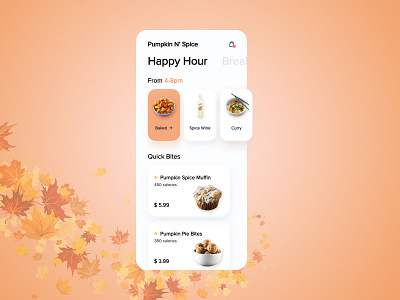 Pumpkin N' Spice App adobe photoshop adobe xd photoshop ui ux adobexd design mobile app design mobile ui pumpkin pumpkin pie pumpkin spice uiux wireframe