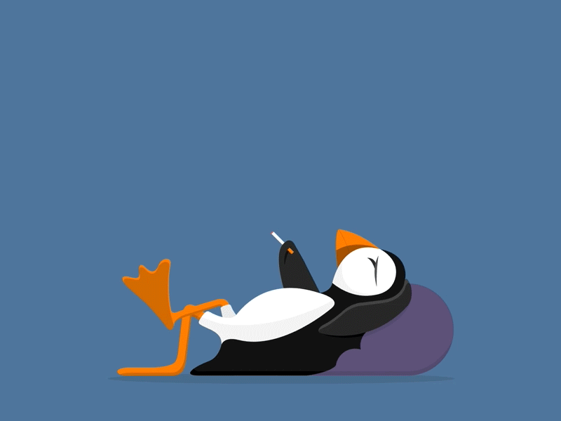 Just a Puffin... animation chilled puffin relax smoke smoking
