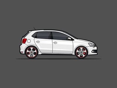 VW Polo GTI car flat art gti illustration polo vw