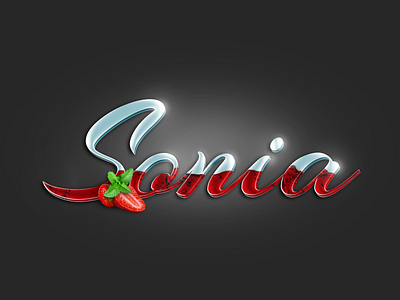 Sonia glass liquid photoshop red strawberries type typography