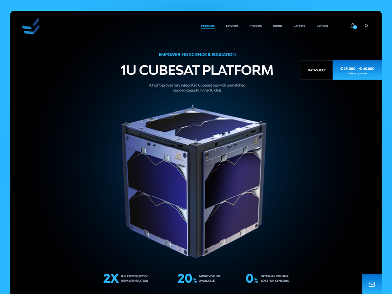 ENDUROSAT Product Page b2b black clean cubesat nanosat saas sattelite simple space technology ui ux website