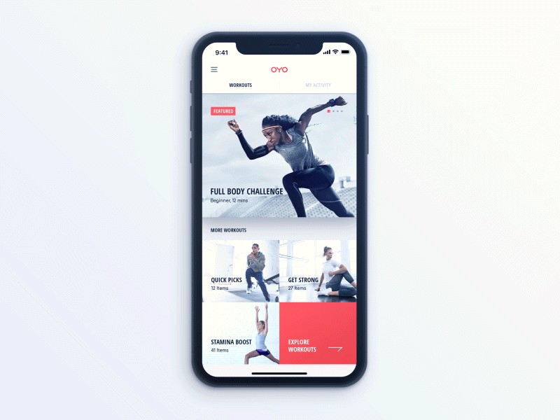 OYO - Tabs Transition animation app fitness gif gym ios iphone iphonex oyo tabs workout
