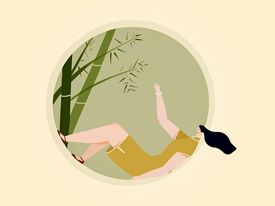 lying girl bamboo characters girl illustration