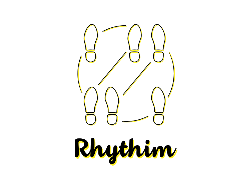 Rhythim – Dance school logo logo steps yellow