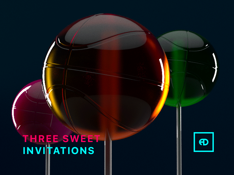 We have three sweet invitation... in the truck 3d candy design invite lolipop