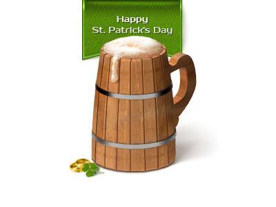 Happy St. Patrick's Day and be happy bear drink icon