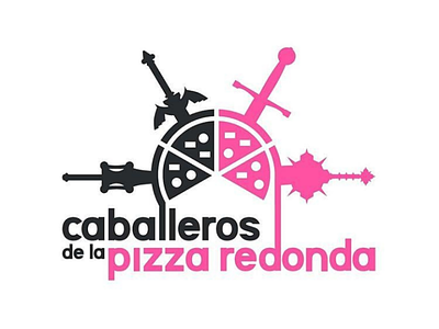 Caballeros de la pizza redonda comic design films logo pizza podcast sword web