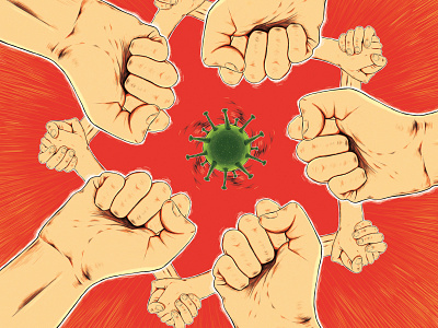 Corona virus bo danique bodanique corona corona virus coronavirus drawing fist hands illustration illustrator kaleidoscope red