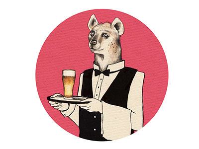 Hyena Butler alcohol beer beercoaster bier butler colorful design drinks hyena hyæne illustration pink