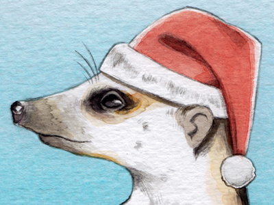 Christmas Meerkat animal blue bo-danique bodanique card christmas design eye illustration meerkat pencil watercolor