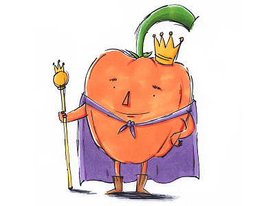 King Bell Pepper character children conceptart design fruit funny happy healthy illustration illustrator pepper veggies