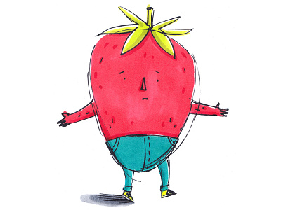 Strawberry character characterdesign children conceptart cute design fruit funny happy red sad strawberry
