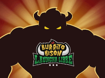 Burrito Bison: Launcha Libre (Logo Design) bison burrito game juicy beast libre logo lucha luchadore