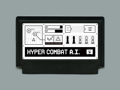 Hyper Combat A.I.™ ai black and white cartridge cover expo famicase famicom futuristic game minimalist sci-fi video game