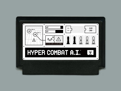 Hyper Combat A.I.™ ai black and white cartridge cover expo famicase famicom futuristic game minimalist sci fi video game