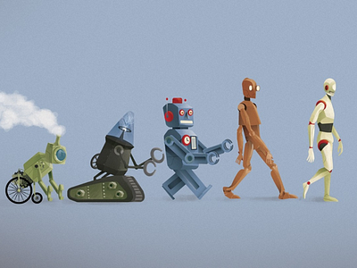 Robot Evolution editorial evolution finance illustration robot