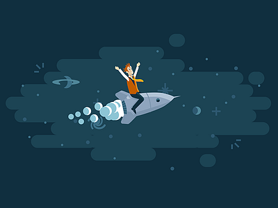 Rocket Ride business client flight flying fun illustration space startup vector