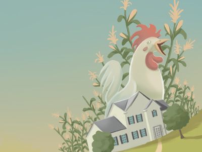 The Countryside, Corn, Roosters and Such illustration rooster