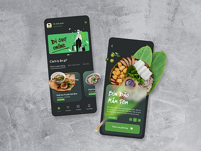 Food app app black colours delivery food graphic design green interface mobile mobile app design mobile ui typography ui ui design ux ux ui design vector vietnamese