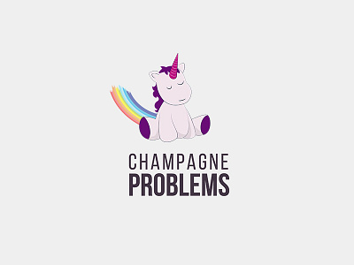 Champagne Problems blog branding champagne funny logo problems sarcasm unicorn