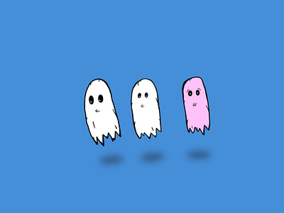 Three Ghosts blue ghost halloween illustration ipad procreate vector
