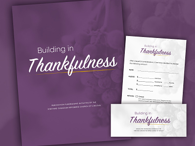 Building in Thankfulness church donation card envelope folder fundraiser pledge form