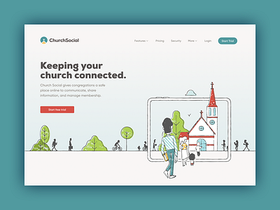 Church Social home page app chms church app church illustration church management church management software church management system church software web app web application
