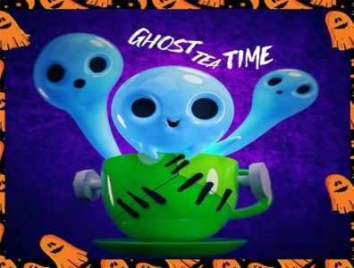 Ghost tea time 3d art cinema4d illustration