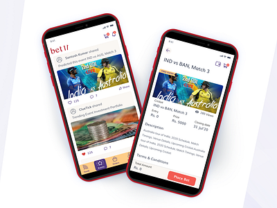 Project 3 betting cricket dream11 ecommerce mobile design