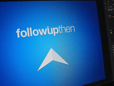 followupthen logo arrow blue followupthen helvetica identity logo