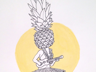 Pineapple Ukulele food hawaiian illustration pineapple ukulele yellow