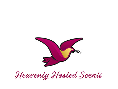 Dove Logo for Heavenly Hosted Scents branding design gold illustration illustrator logo maroon minimal vector