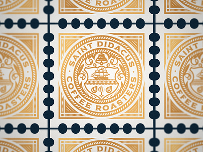 Saint Didacus Coffee Roasters badge engraving etching icon illustration illustrator line art logo peter voth design stamp stamp design vector