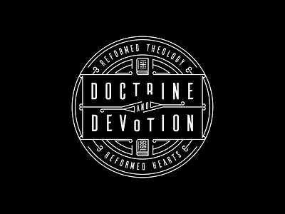 Doctrine and Devotion (2020 Logo) badge illustration line art logo peter voth design vector