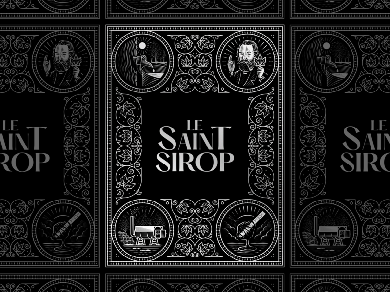 Le Saint Sirop engraving etching graphic design illustration illustrator line art packaging peter voth design woodcut