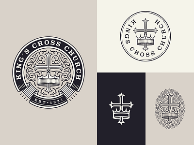 King's Cross Church badge branding engraving etching graphic design icon illustration illustrator line art logo peter voth design responsive branding responsive design